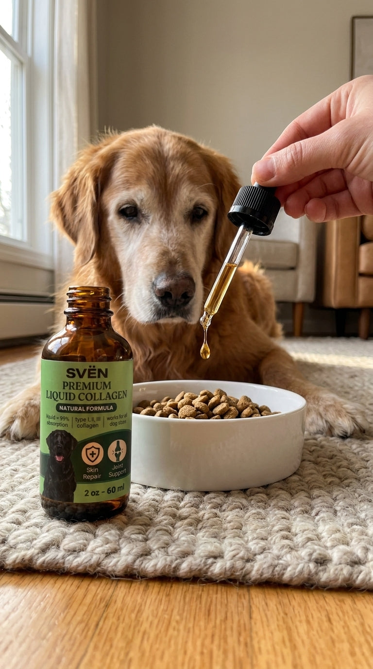 Adding SVEN liquid collagen to a dog's food
